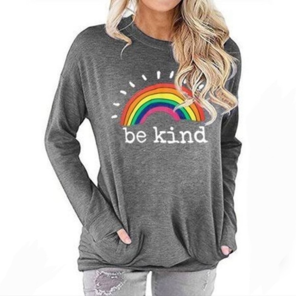Brand new Grey “Be Kind” Long Sleeve Sweater Shirt Sz XL - Picture 4 of 5